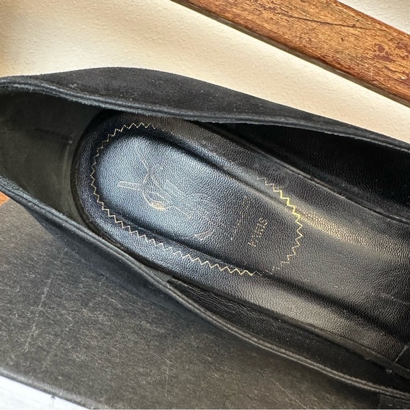 YSL Yves Saint Laurent Black Suede Platform Mary Jane Heels Shoes - Picture 12 of 16